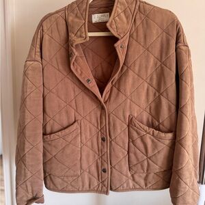 Z Supply Quilted Camel Bomber Jacket